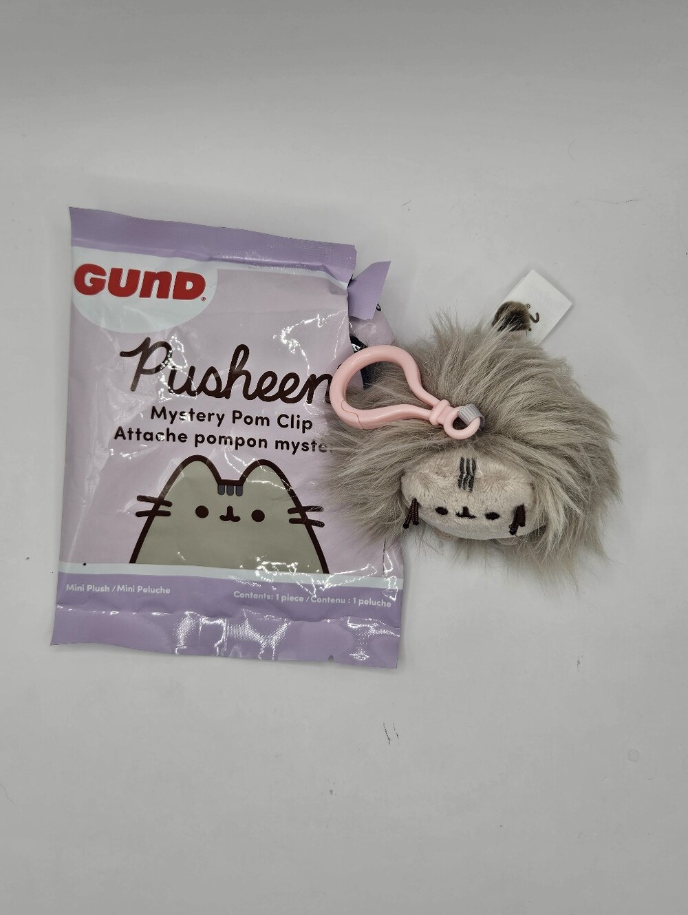 NWT Gund Pusheen Gray Pom-Pom Mini Plush Bag Clip - Picture 3 of 5